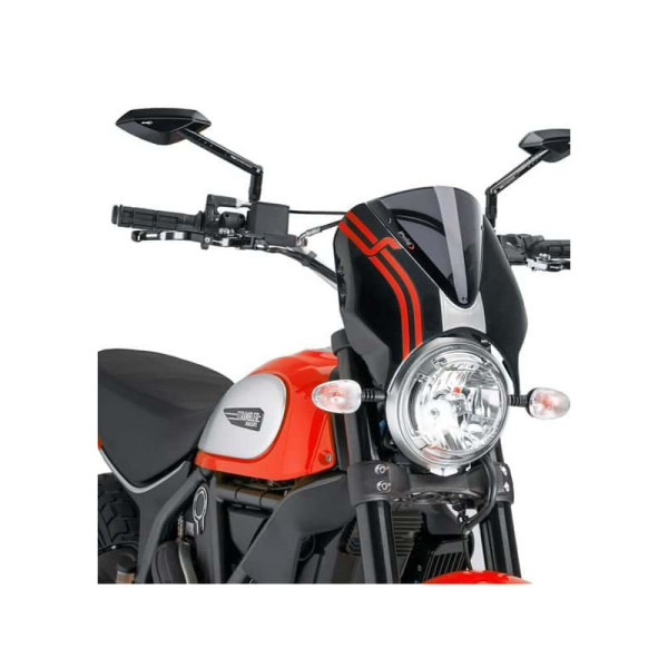 Puig Retrovision Black Semi Fairing And Screen Dark Smoke